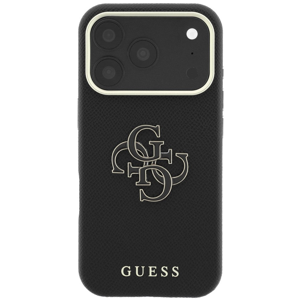Guess Grained & Big Resin Logo Case til iPhone 18 Pro / 17 Pro - sort