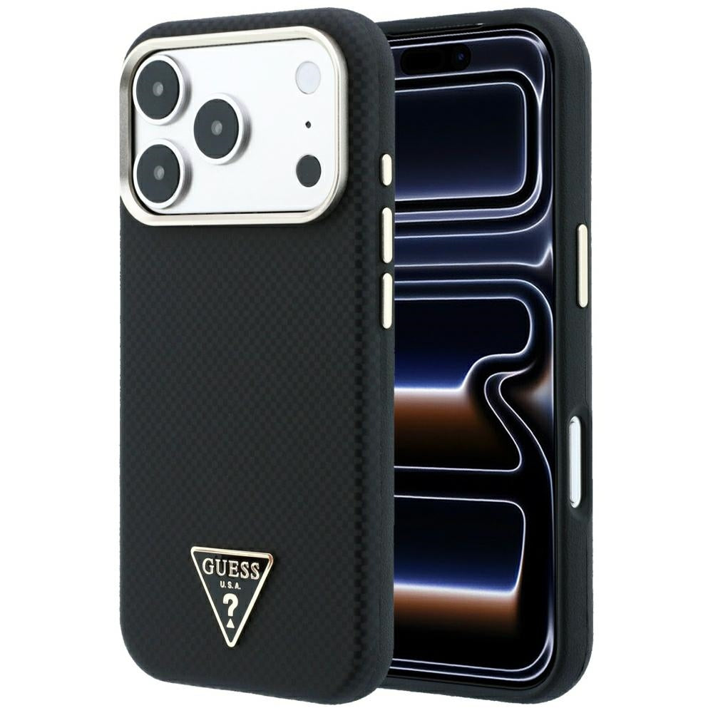 Guess Kevlar Triangle Logo MagSafe Case til iPhone 18 Pro Max / 17 Pro Max - sort