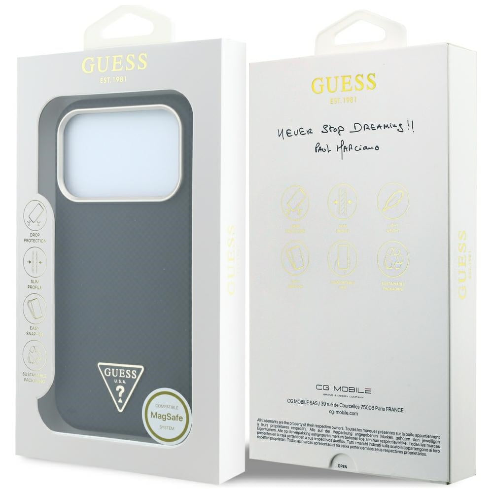 Guess Kevlar Triangle Logo MagSafe Case til iPhone 18 Pro Max / 17 Pro Max - sort