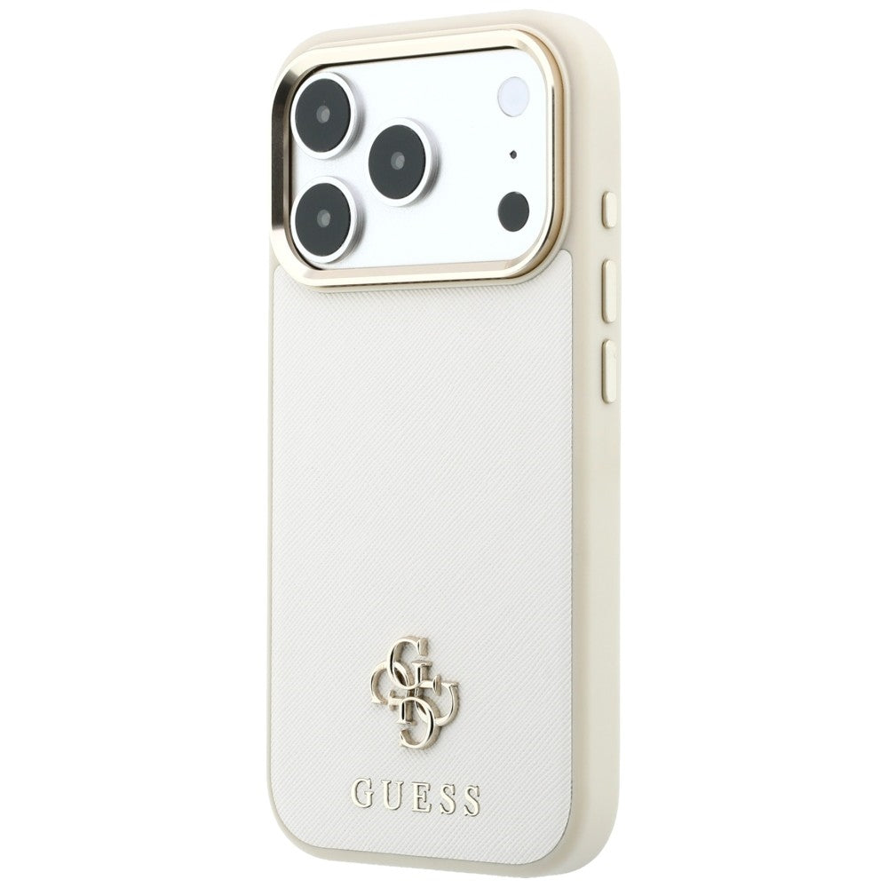 Guess Saffiano Small 4G og Classic Logo MagSafe Case til iPhone 18 Pro / 17 Pro - Beige