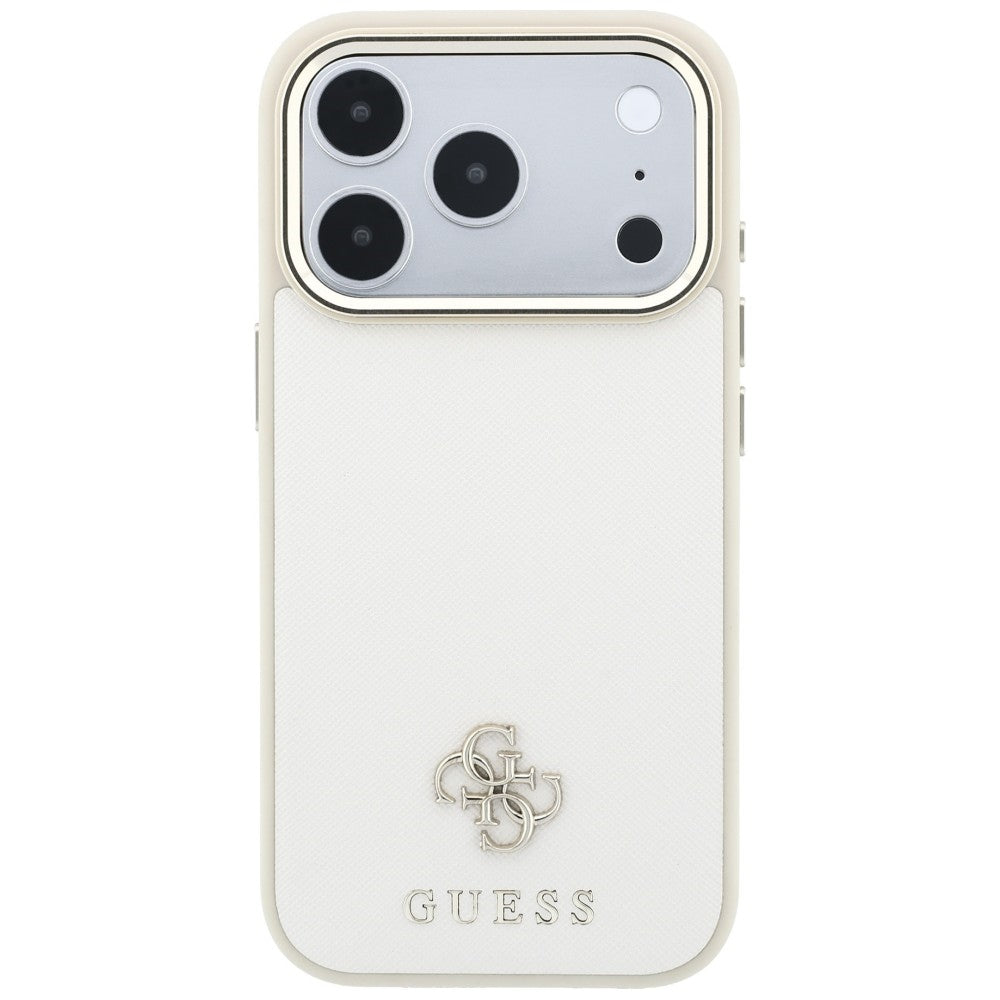 Guess Saffiano Small 4G og Classic Logo MagSafe Case til iPhone 18 Pro / 17 Pro - Beige