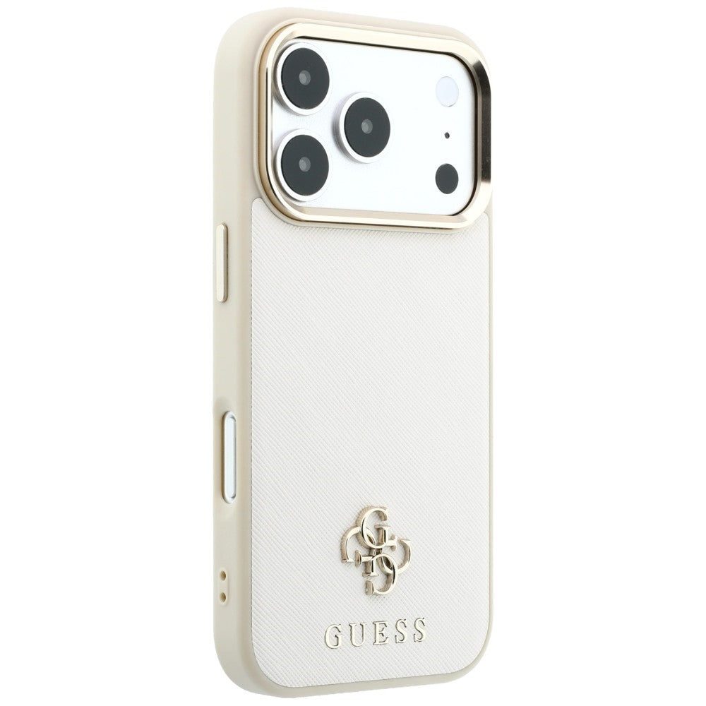 Guess Saffiano Small 4G og Classic Logo MagSafe Case til iPhone 18 Pro / 17 Pro - Beige