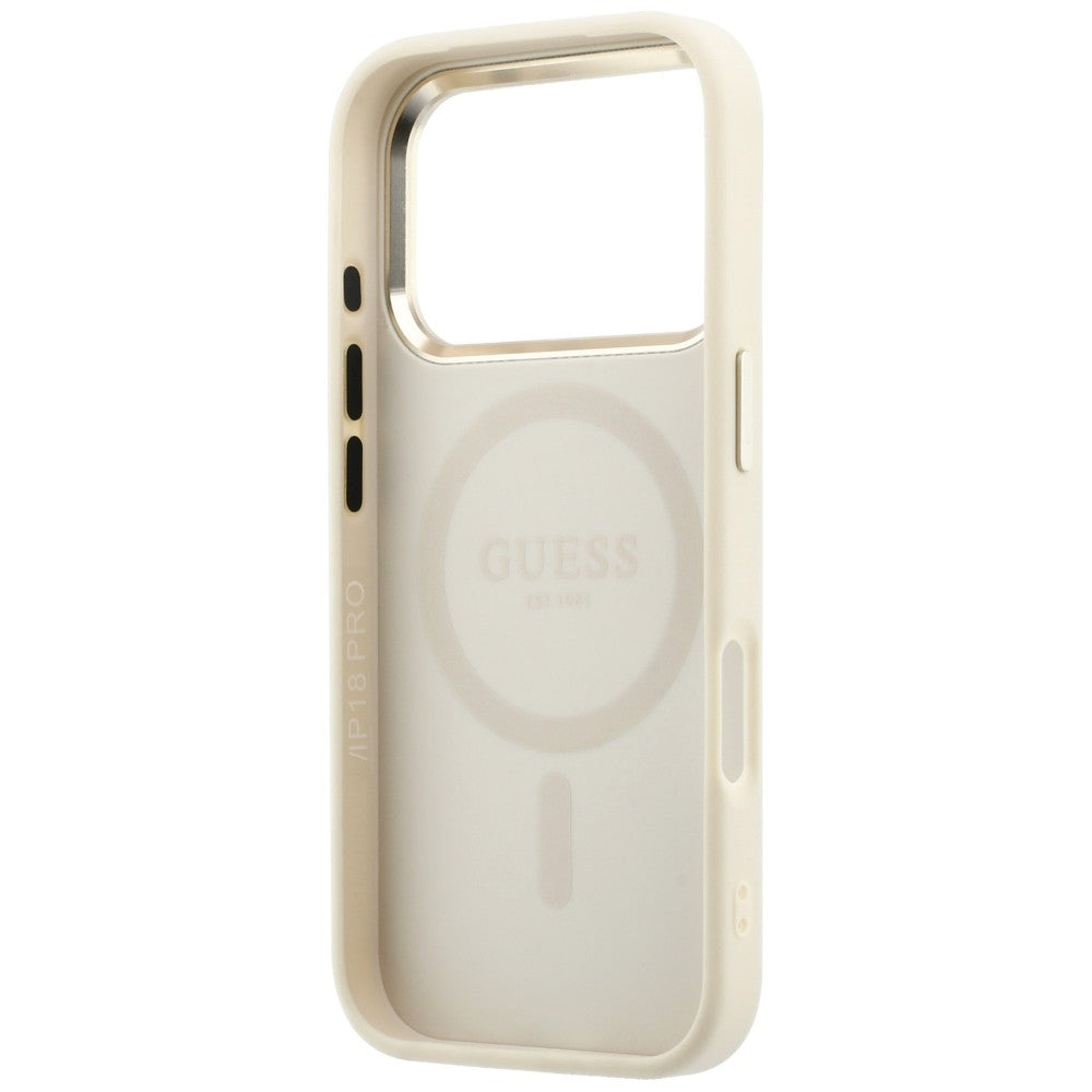 Guess Saffiano Small 4G og Classic Logo MagSafe Case til iPhone 18 Pro / 17 Pro - Beige