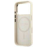 Guess Saffiano Small 4G og Classic Logo MagSafe Case til iPhone 18 Pro / 17 Pro - Beige