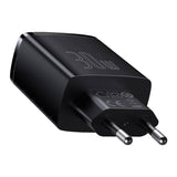 Oplader Baseus Compact Hurtigoplader, 2xUSB, USB-C, PD, 3A, 30W (czarna)