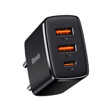 Oplader Baseus Compact Hurtigoplader, 2xUSB, USB-C, PD, 3A, 30W (czarna)