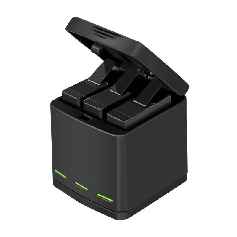Telesin Box tre-kanals oplader til GoPro Hero 5/6/7/8 + 2 batterier (GP-BNC-801)