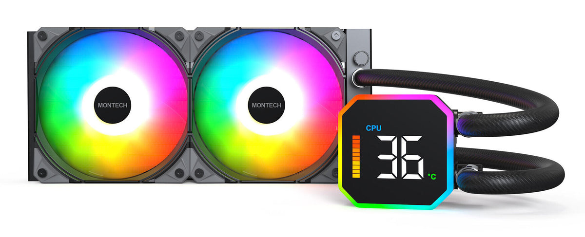 Montech HyperFlow Digital 240 Processor Alt-i-en væskekøler 12 cm Sort 1 stk