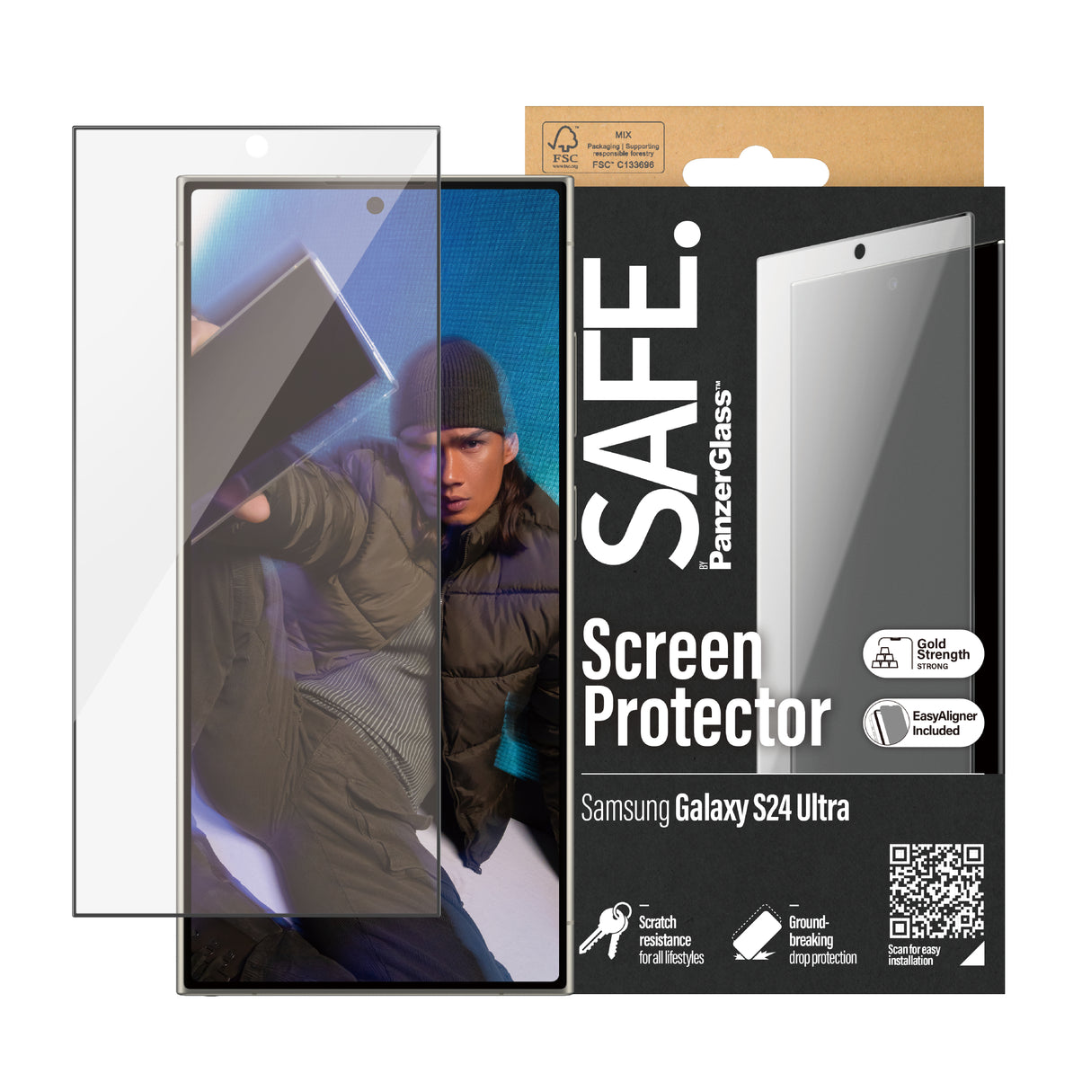 PanzerGlass SAFE. by ® Skærmbeskyttelse Samsung Galaxy S24 Ultra | Ultra-Wide Fit m. EasyAligner