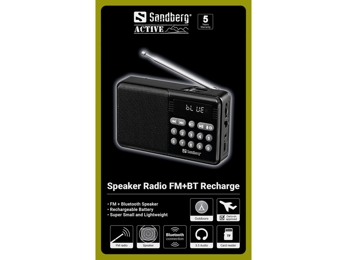 Sandberg Speaker Radio FM+BT Recharge