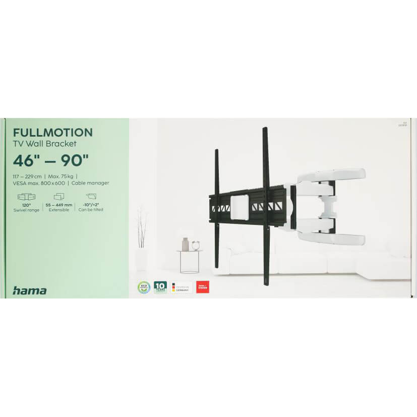 Hama Tv Wall Bracket Full Motion Vesa Up To 800x600 46" 90" Black