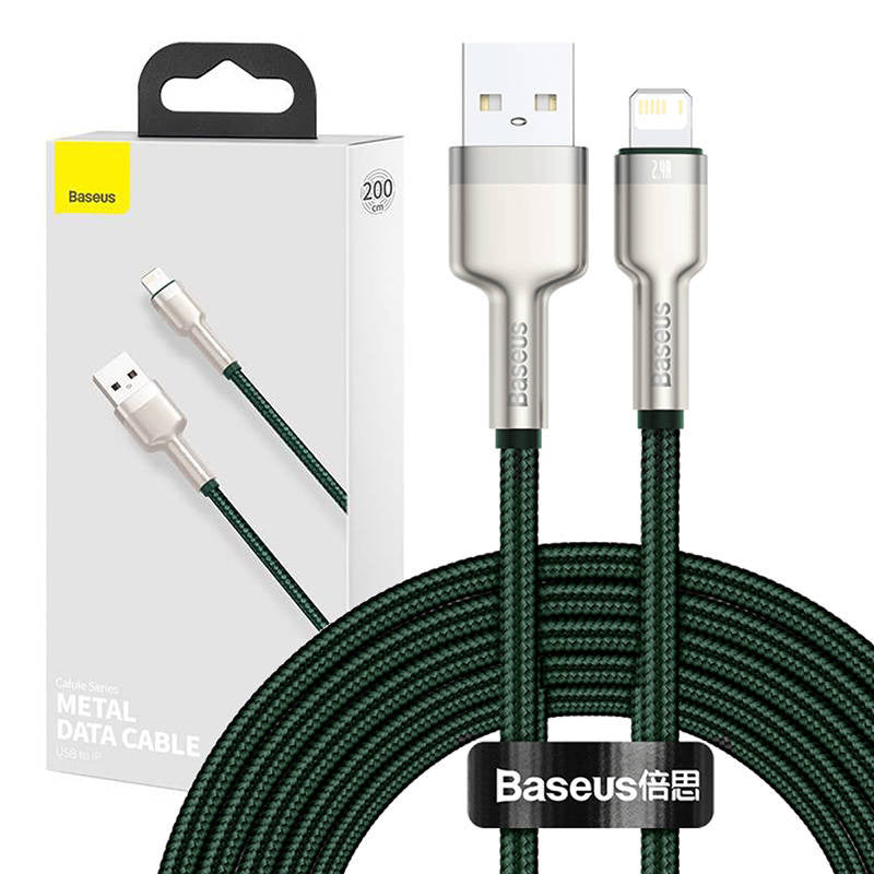 USB-kabel til Lightning Baseus Cafule, 2,4 A, 2 m (grøn)
