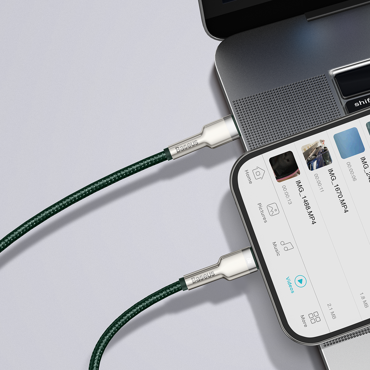 Baseus USB-C kabel til Lightning 2m (grøn)