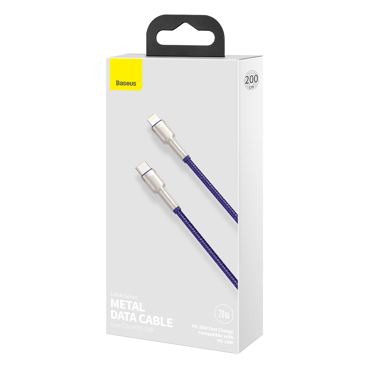 Baseus Cafule serie USB-C kabel til Lightning, 20W, 2m (lila)
