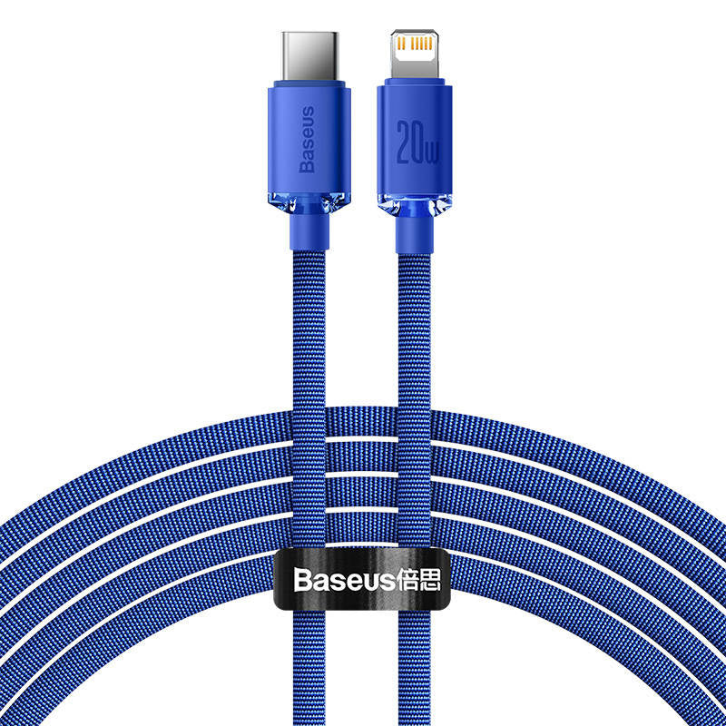 Baseus Crystal Shine kabel USB-C til Lightning, 20W, PD, 2m (blå)