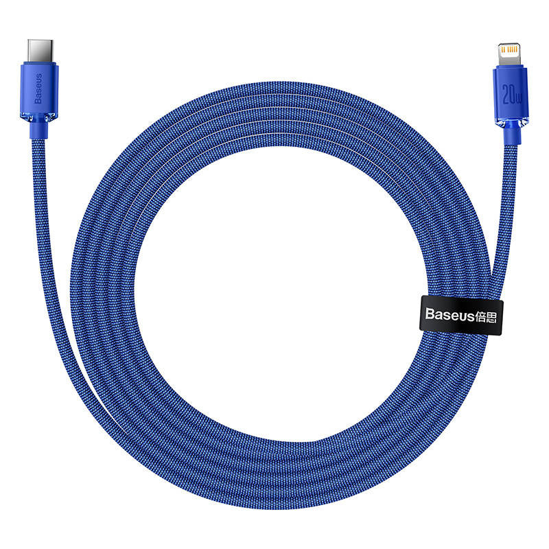 Baseus Crystal Shine kabel USB-C til Lightning, 20W, PD, 2m (blå)
