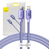 Baseus Crystal Shine kabel USB-C til Lightning, 20W, PD, 1,2 m (lila)