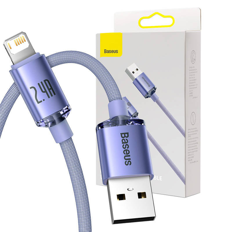 Baseus Crystal Shine kabel USB til Lightning, 2,4A, 2m (lila)
