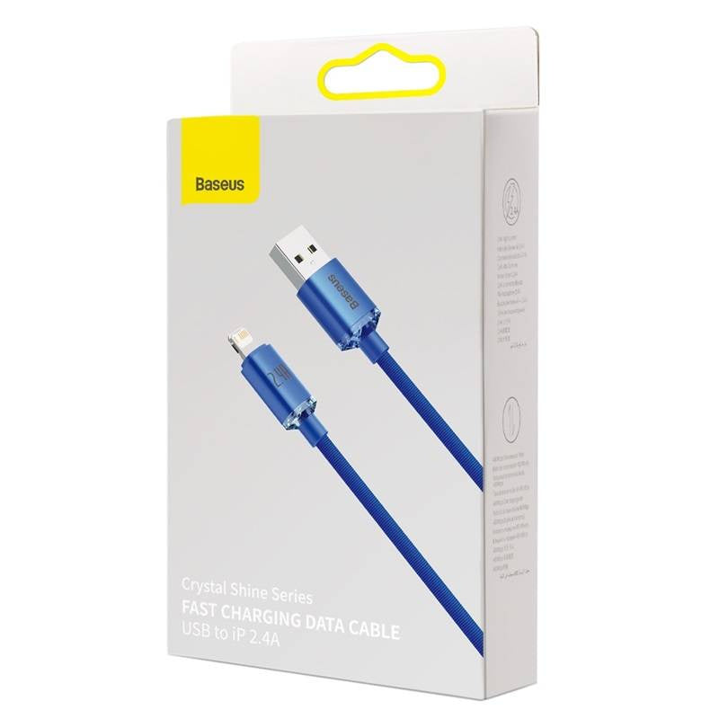Baseus Crystal Shine kabel USB til Lightning, 2,4 A, 2 m (blå)