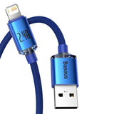 Baseus Crystal Shine kabel USB til Lightning, 2,4 A, 2 m (blå)