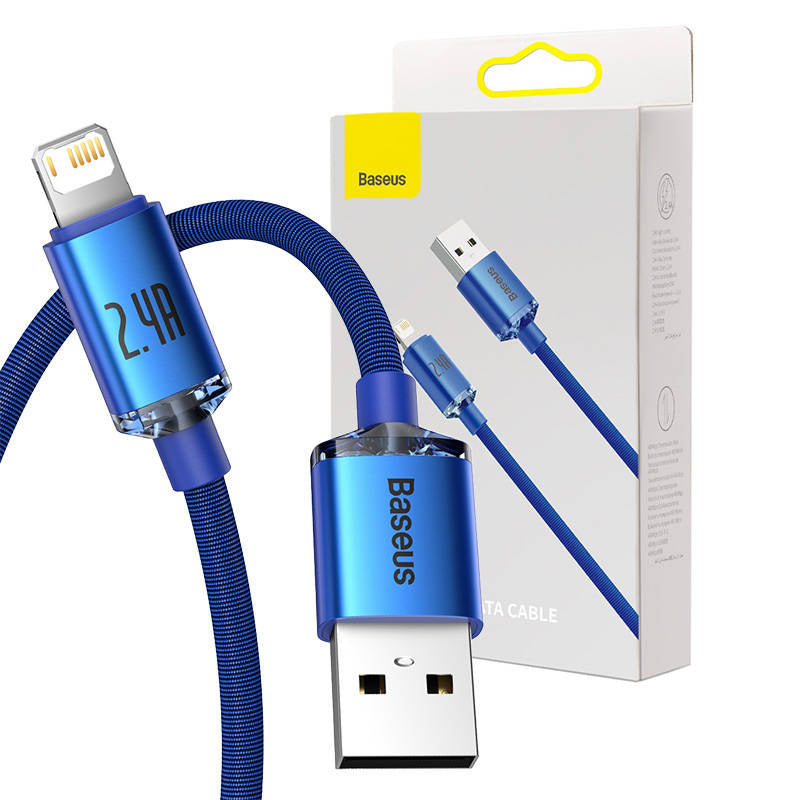 Baseus Crystal Shine kabel USB til Lightning, 2,4 A, 2 m (blå)