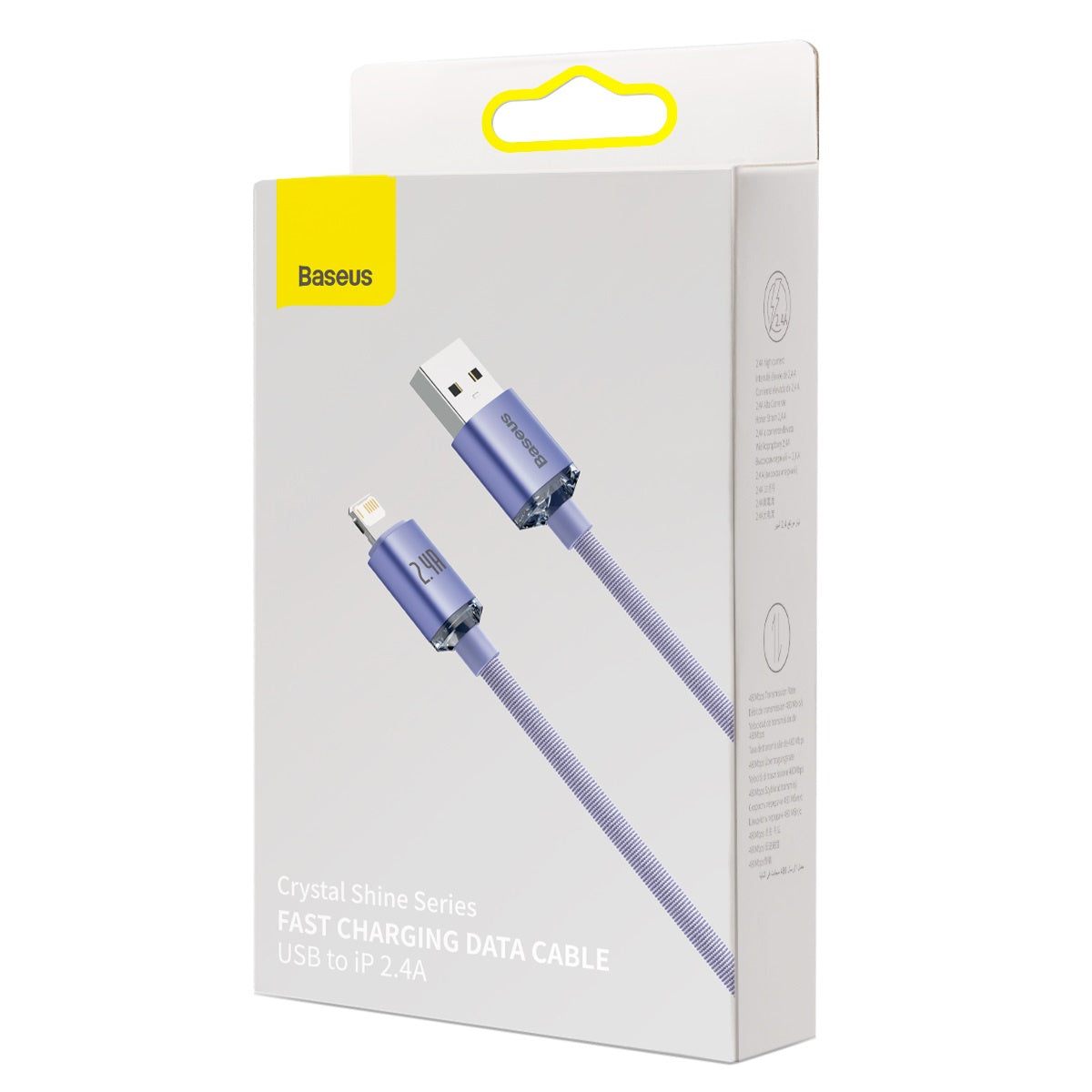 Baseus Crystal Shine kabel USB til Lightning, 2,4 A, 1,2 m (lila)