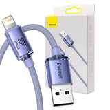 Baseus Crystal Shine kabel USB til Lightning, 2,4 A, 1,2 m (lila)