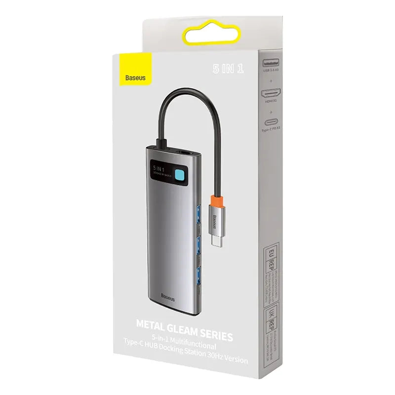 Adapter 5in1 Baseus Hub USB-C til 3x USB 3.0 + HDMI + USB-C PD