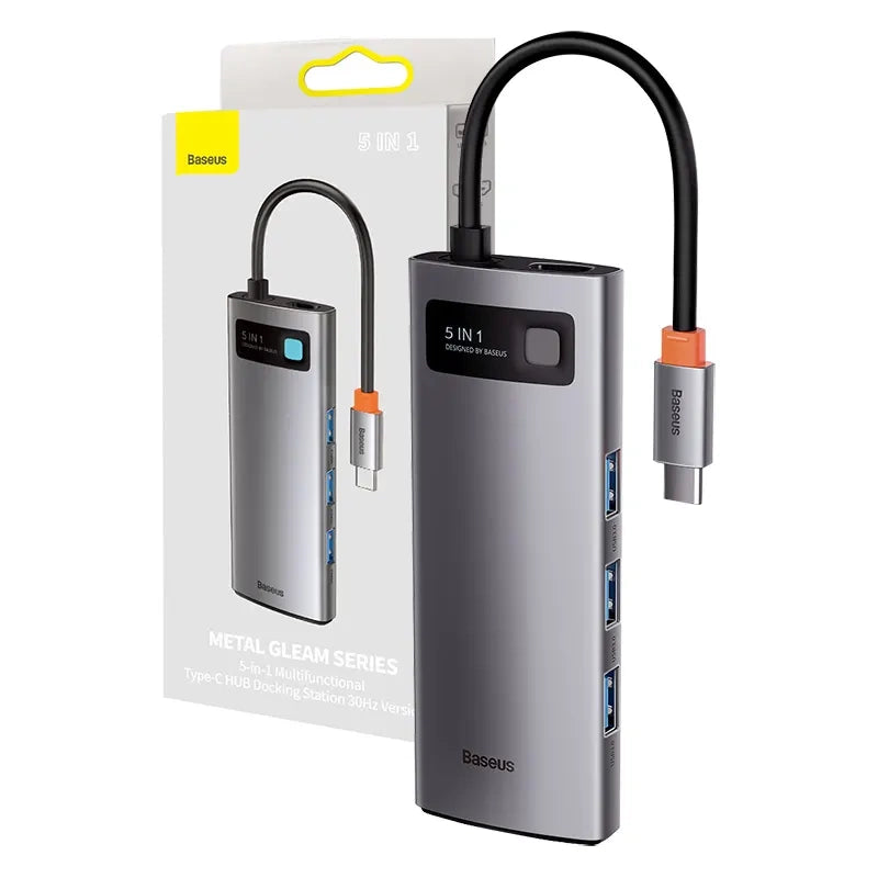 Adapter 5in1 Baseus Hub USB-C til 3x USB 3.0 + HDMI + USB-C PD