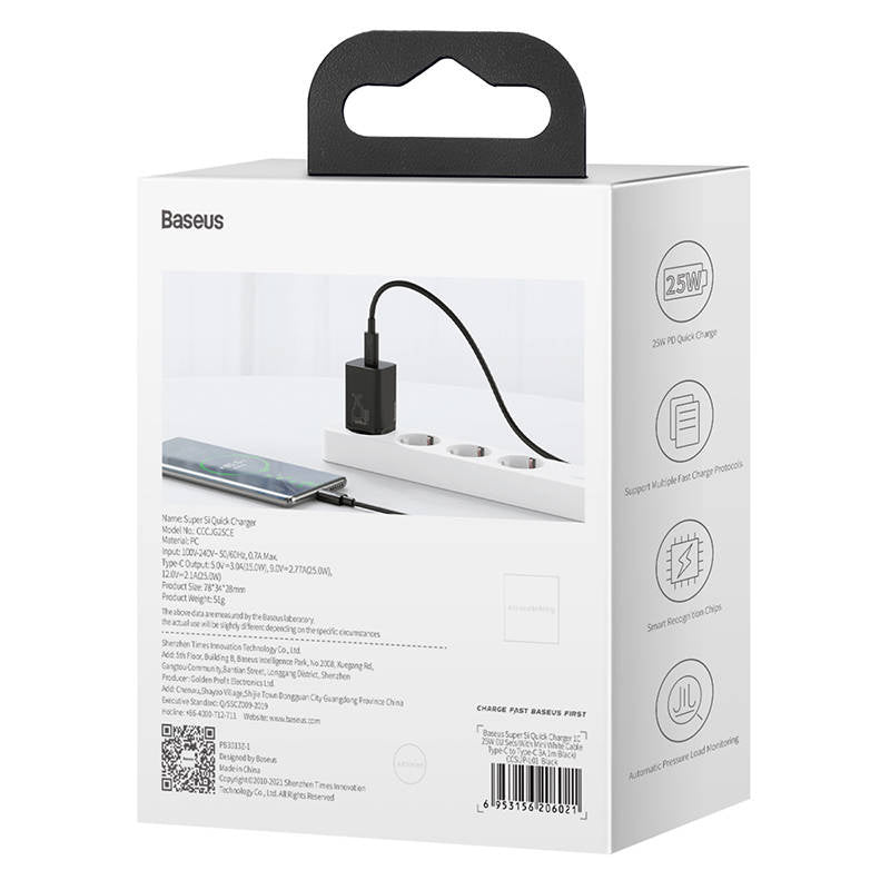 Baseus Super Si hurtigoplader 1C 25W (sort)