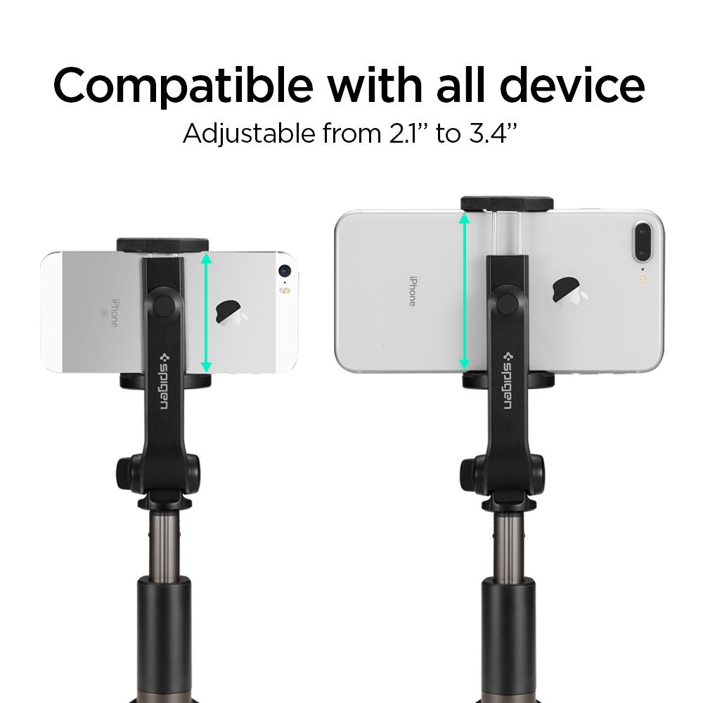 Spigen S540 W Bluetooth Selfie Stick Stativ Sort