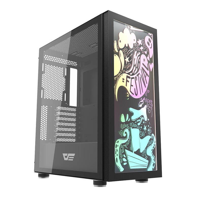 Darkflash DK210 Graffiti computerkasse (sort)