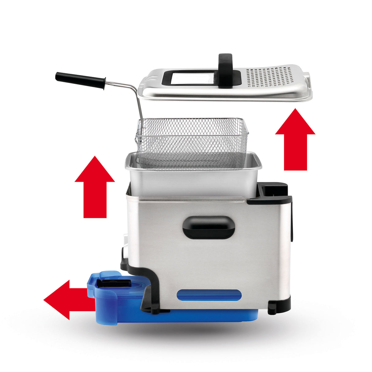 Tefal Oleoclean Pro Fritureapparat 3.5liter Børstet rustfrit stål/blå