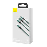 Baseus Rapid Series 3-i-1-kabel USB-C til M+L+T 20W 1,5m (grøn)