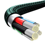 Baseus Rapid Series 3-i-1-kabel USB-C til M+L+T 20W 1,5m (grøn)