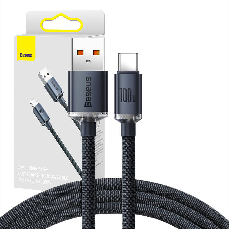 Baseus Crystal Shine kabel USB til USB-C, 100W, 1,2m (sort)