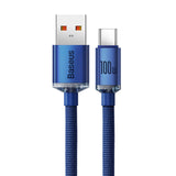 Baseus Crystal Shine kabel USB til USB-C, 100W, 2m (blå)