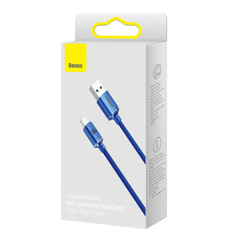 Baseus Crystal Shine kabel USB til USB-C, 100W, 2m (blå)