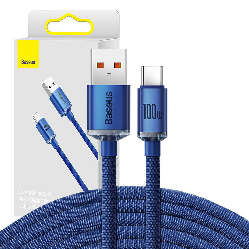 Baseus Crystal Shine kabel USB til USB-C, 100W, 2m (blå)