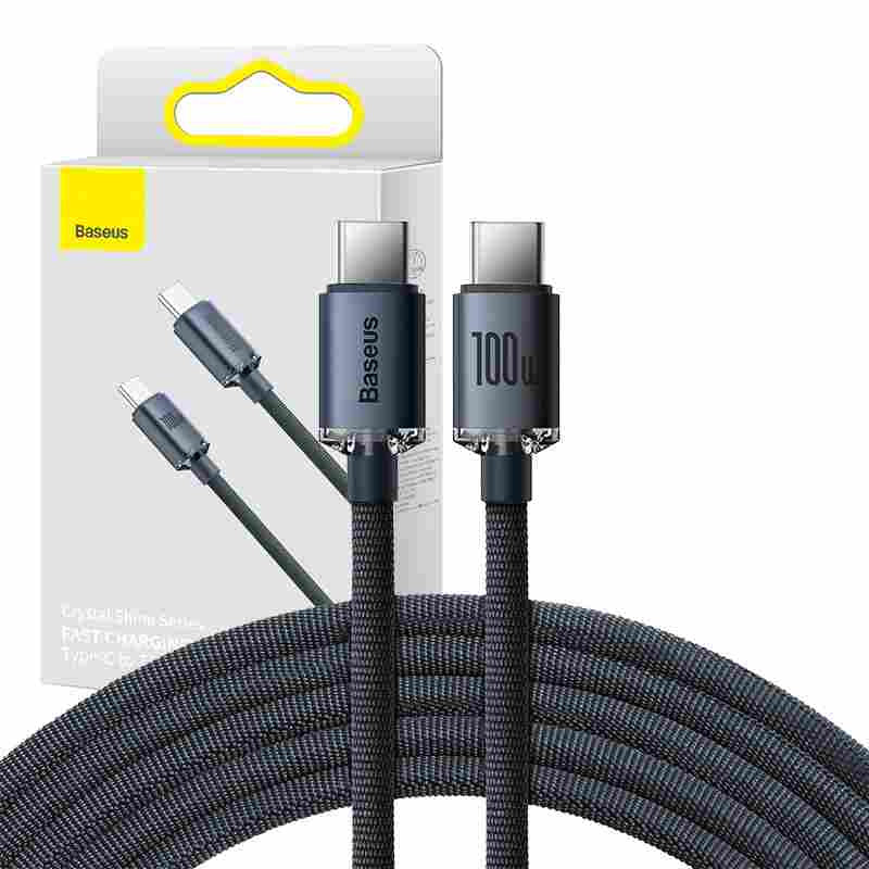 Baseus Crystal Shine kabel USB-C til USB-C, 100W, 1,2m (sort)