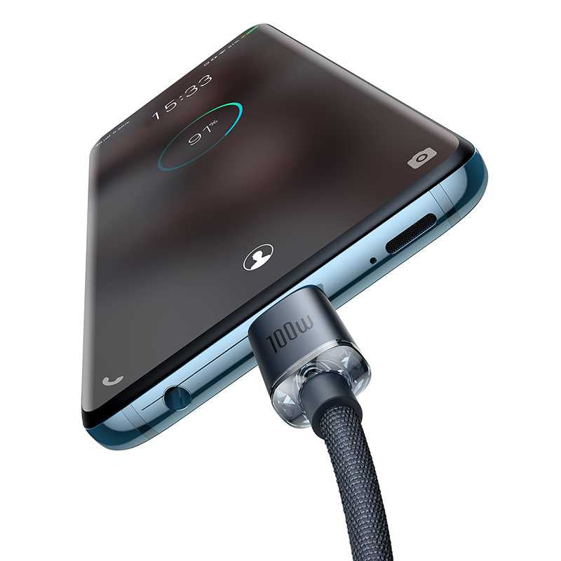 Baseus Crystal Shine kabel USB-C til USB-C, 100W, 1,2m (sort)