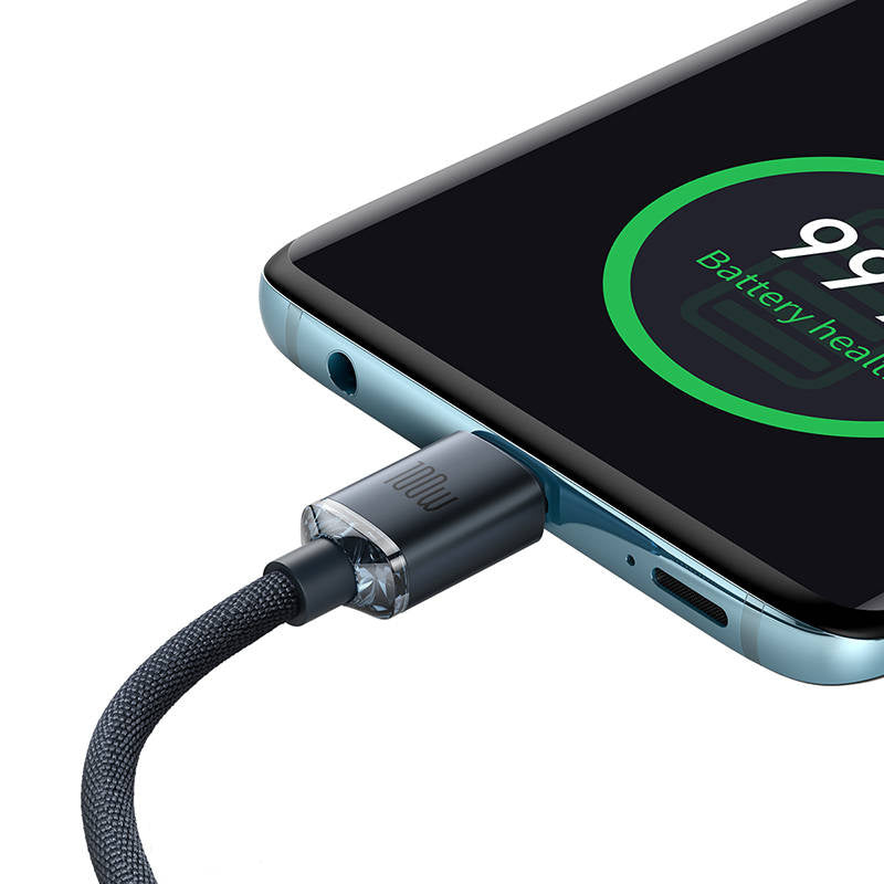Baseus Crystal Shine kabel USB-C til USB-C, 100W, 1,2m (sort)