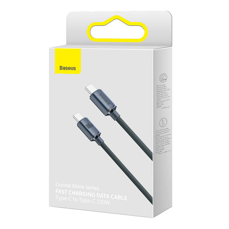 Baseus Crystal Shine kabel USB-C til USB-C, 100W, 1,2m (sort)