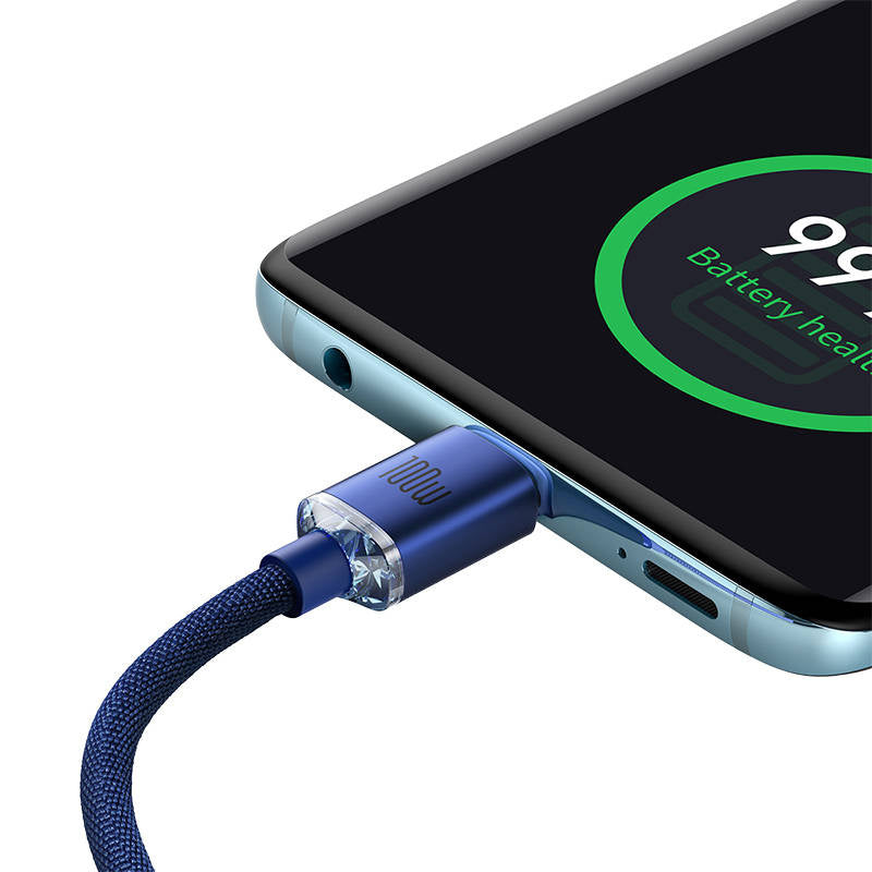 Baseus Crystal Shine kabel USB-C til USB-C, 100W, 1,2 m (blå)