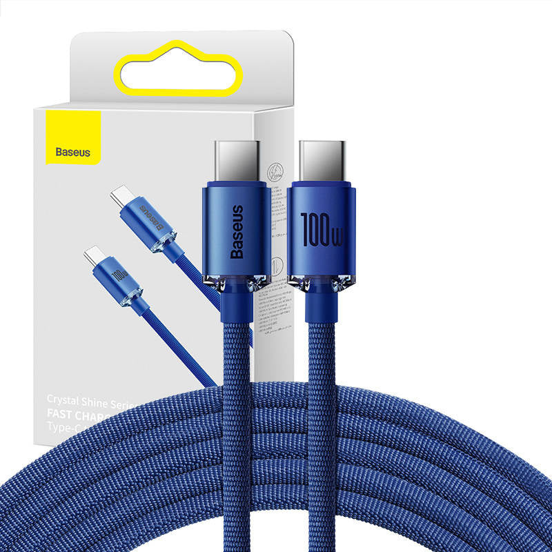 Baseus Crystal Shine kabel USB-C til USB-C, 100W, 1,2 m (blå)