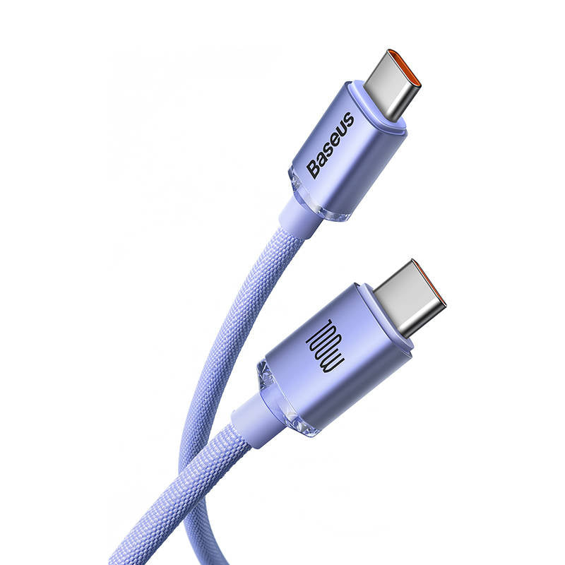 Baseus Crystal Shine kabel USB-C til USB-C, 100W, 2m (lila)