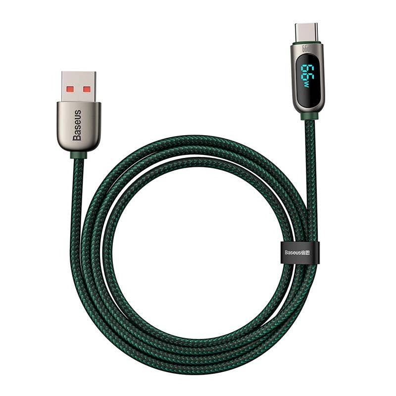 Baseus Display Cable USB til Type-C, 66W, 1m (grøn)