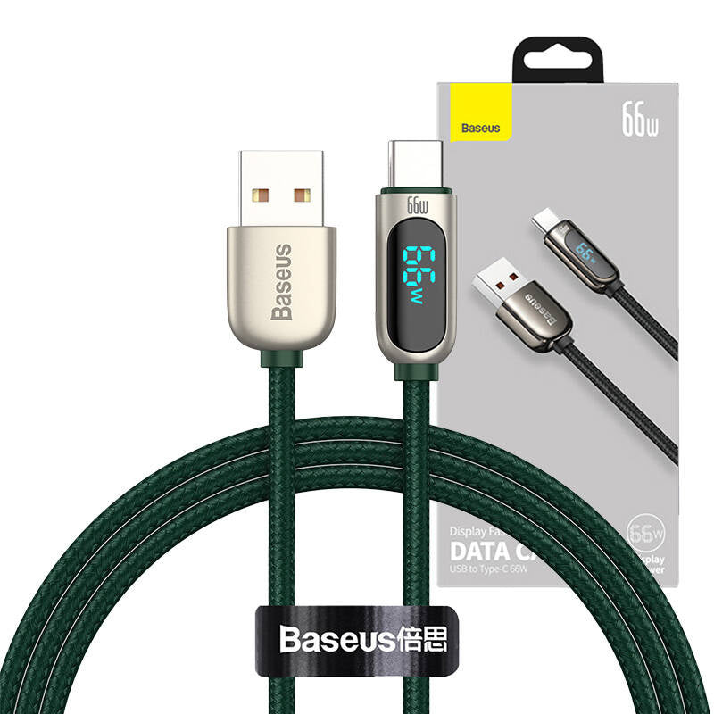 Baseus Display Cable USB til Type-C, 66W, 1m (grøn)