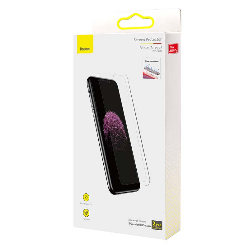 Baseus 0.3mm Full-glass tempereret glas Film ((2pcs pakke) for iPhone XS Max / 11 Pro Max 6.5inch