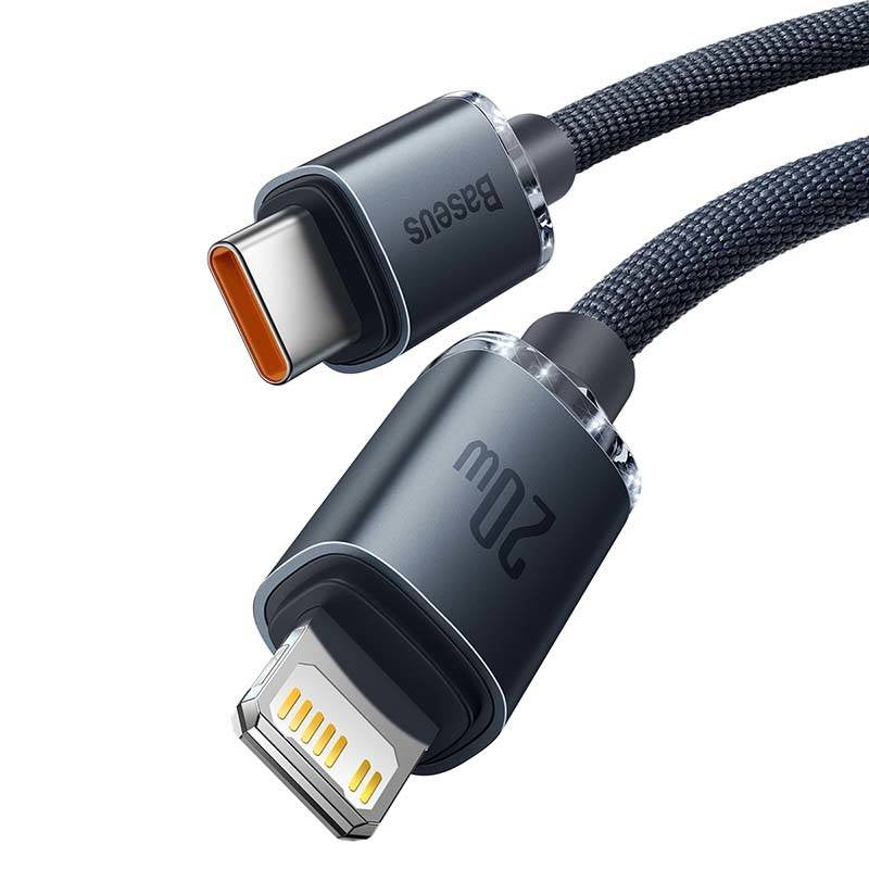 Baseus Crystal kabel USB-C til Lightning, 20W, PD, 1,2 m (sort)